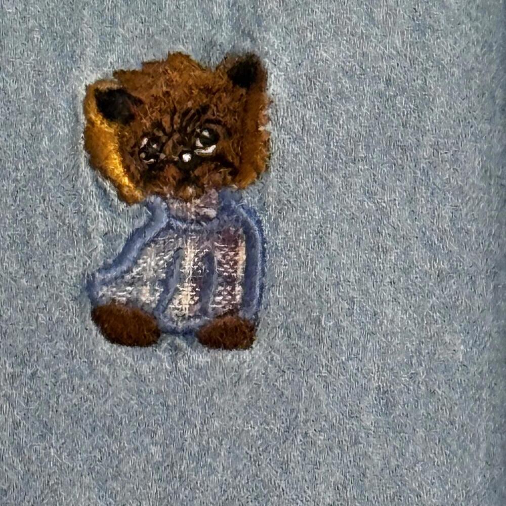 Vintage 90’s Bill Blass Women's Denim Shirt with Dog Embroidery Size Large - Picture 6 of 13